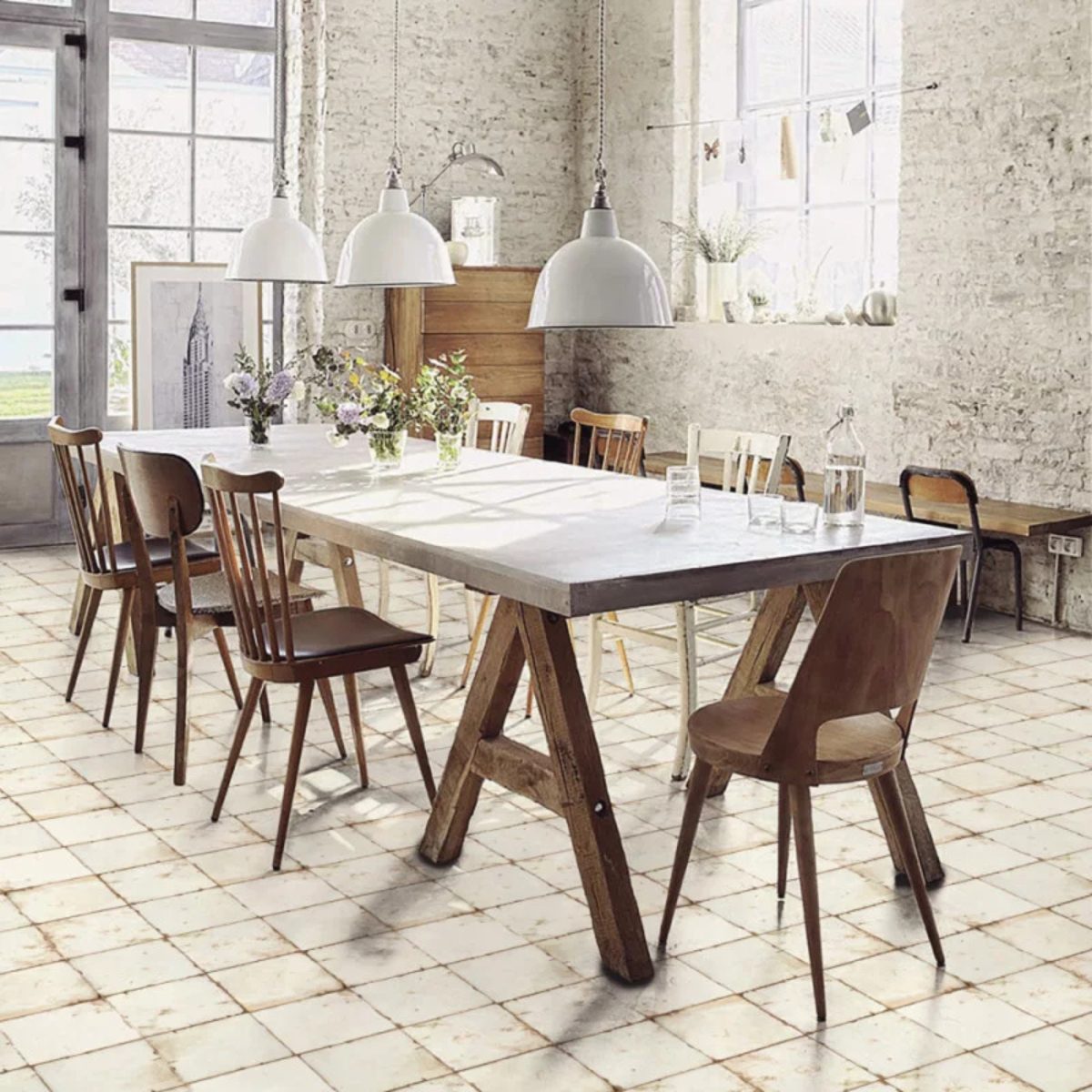 Carreau de ciment Ohio White Loft 20×20