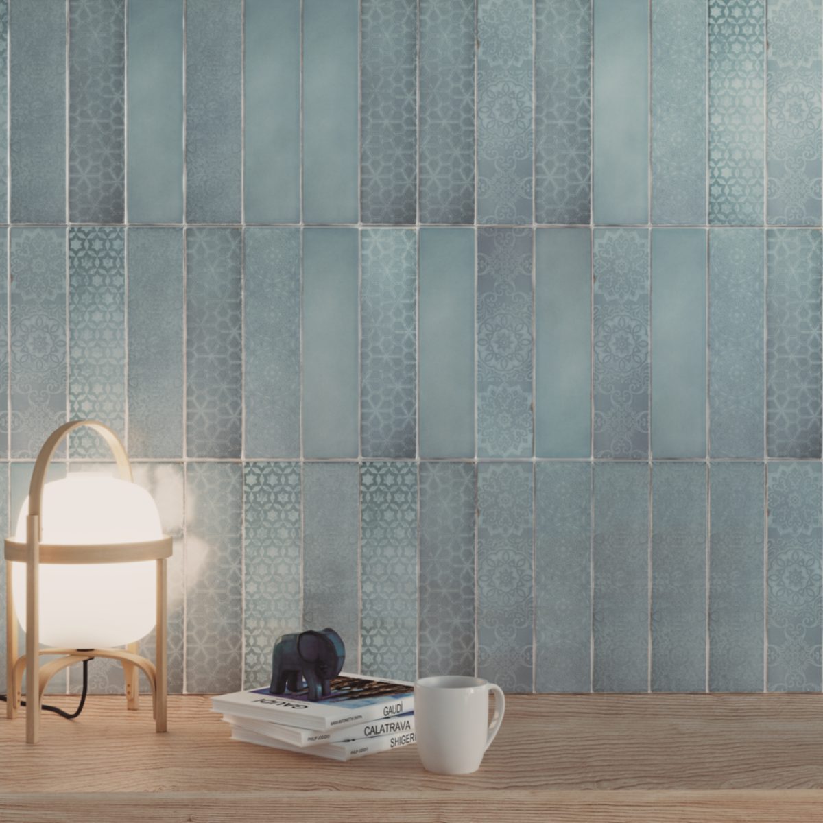 Carrelage Zellige Tanger Bleu Midi 7,5×30