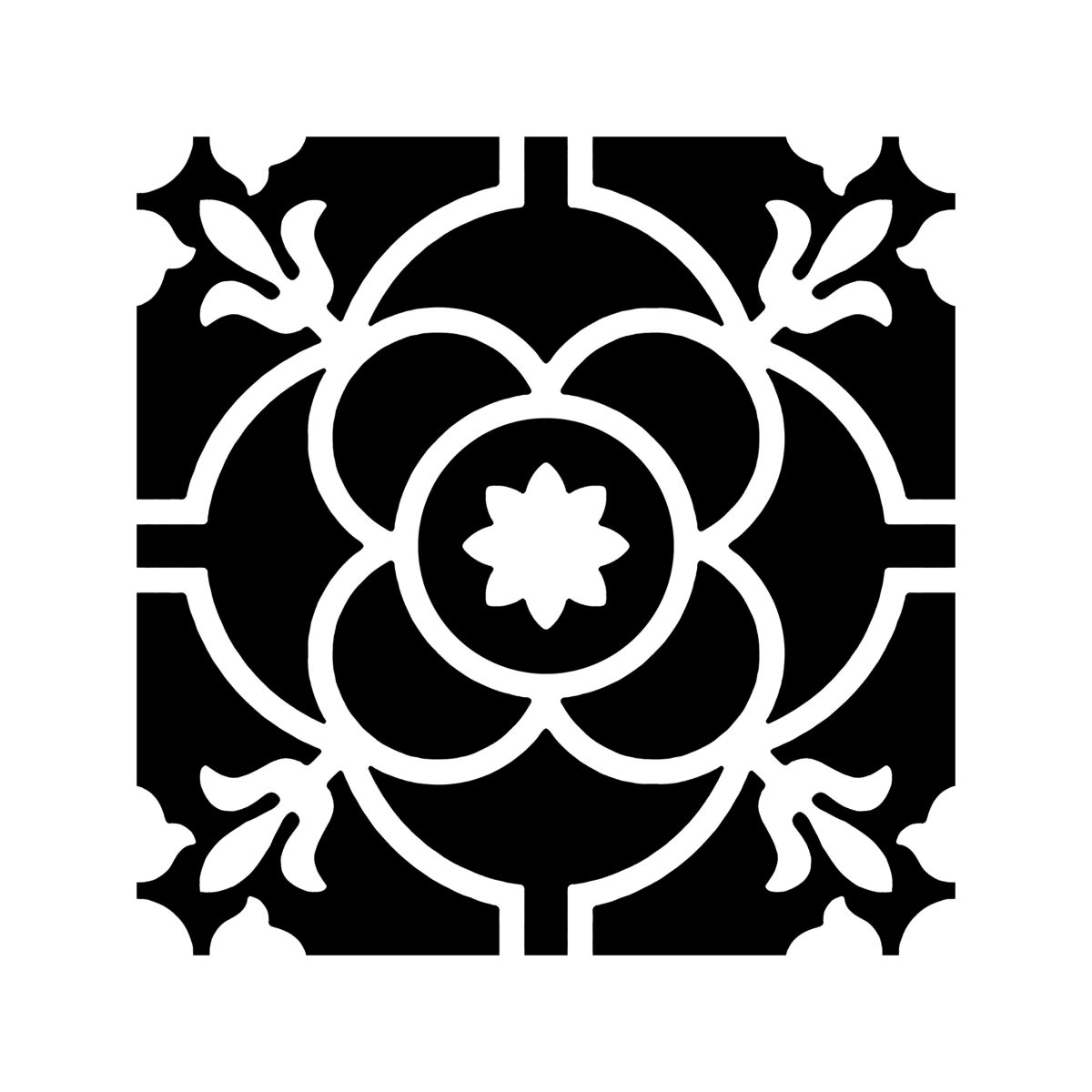 Carreau de ciment Tudor Greta Black 20×20