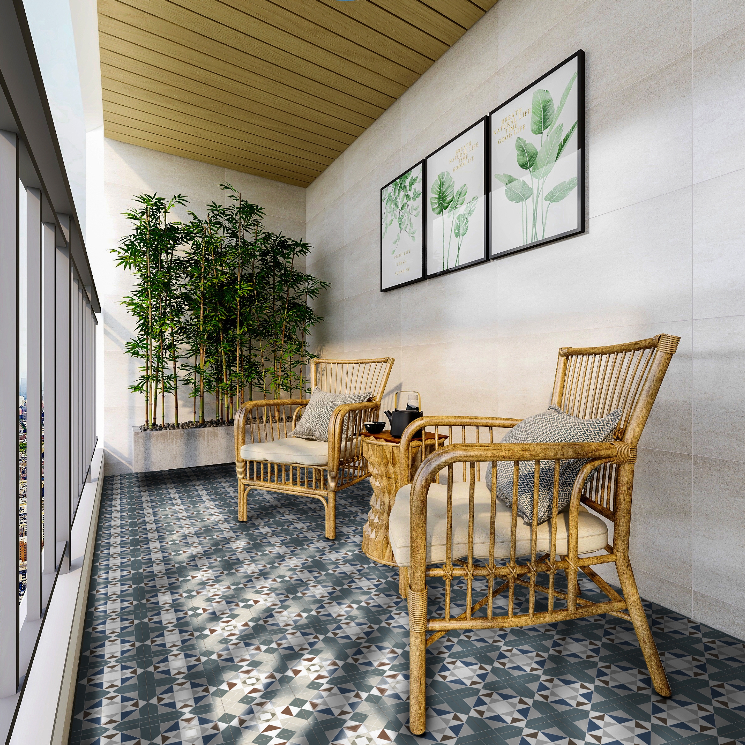 Carreau de ciment Floral Sage 20×20